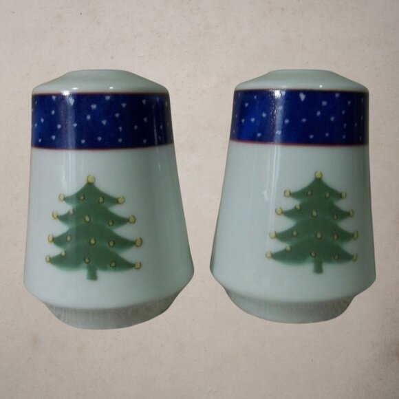 Salt & Pepper Set 1999 Royal Norfolk Snowman Christmas Tree Ceramic Shakers T6 - Picture 3 of 5